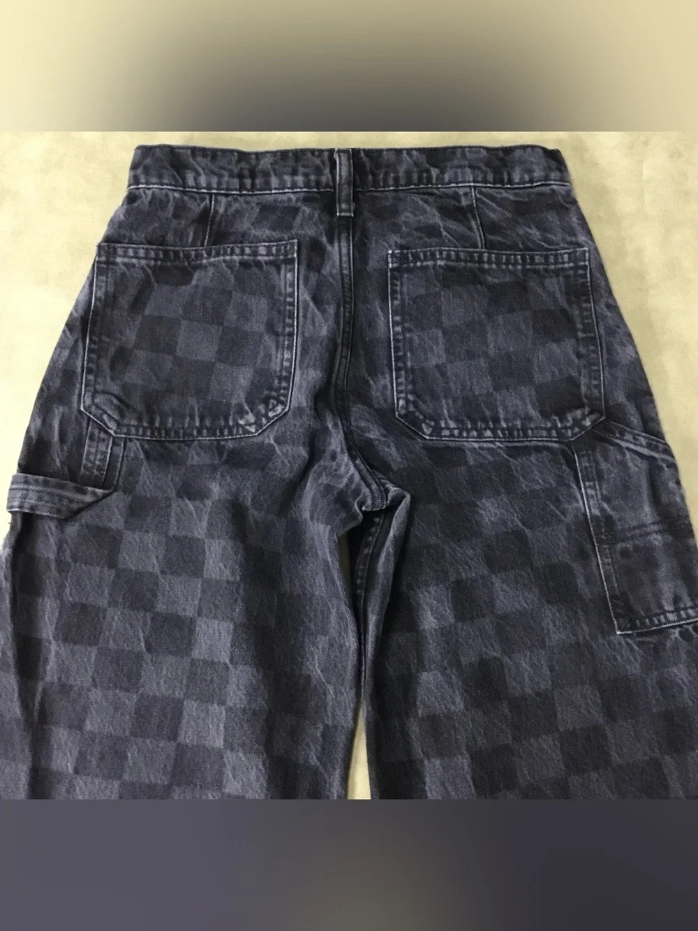 GAP Teen Gray 12 Wide Stride Checkerboard Relaxed Jeans - K802
